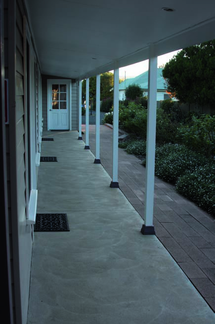 Covered walkway between units